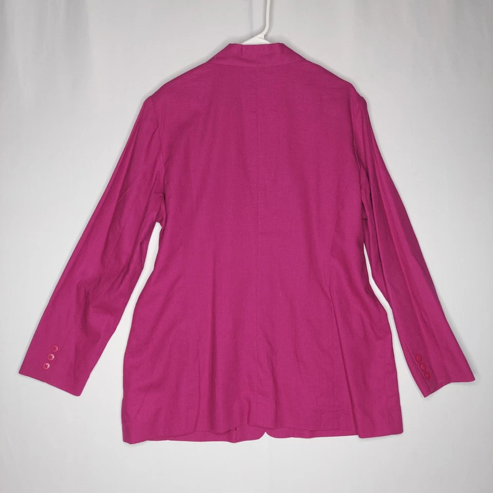 Newport News Linen-Blend Skirt Suit Set 14P Pink Button Classic Old Money vtg - Image 2 of 4