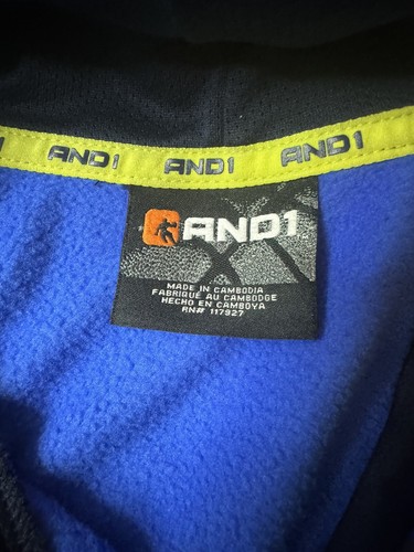 AND1 Basketball Hoodie Size XXL 18 Boys Blue Sweatshirt Fleece Pullover - Picture 3 of 7