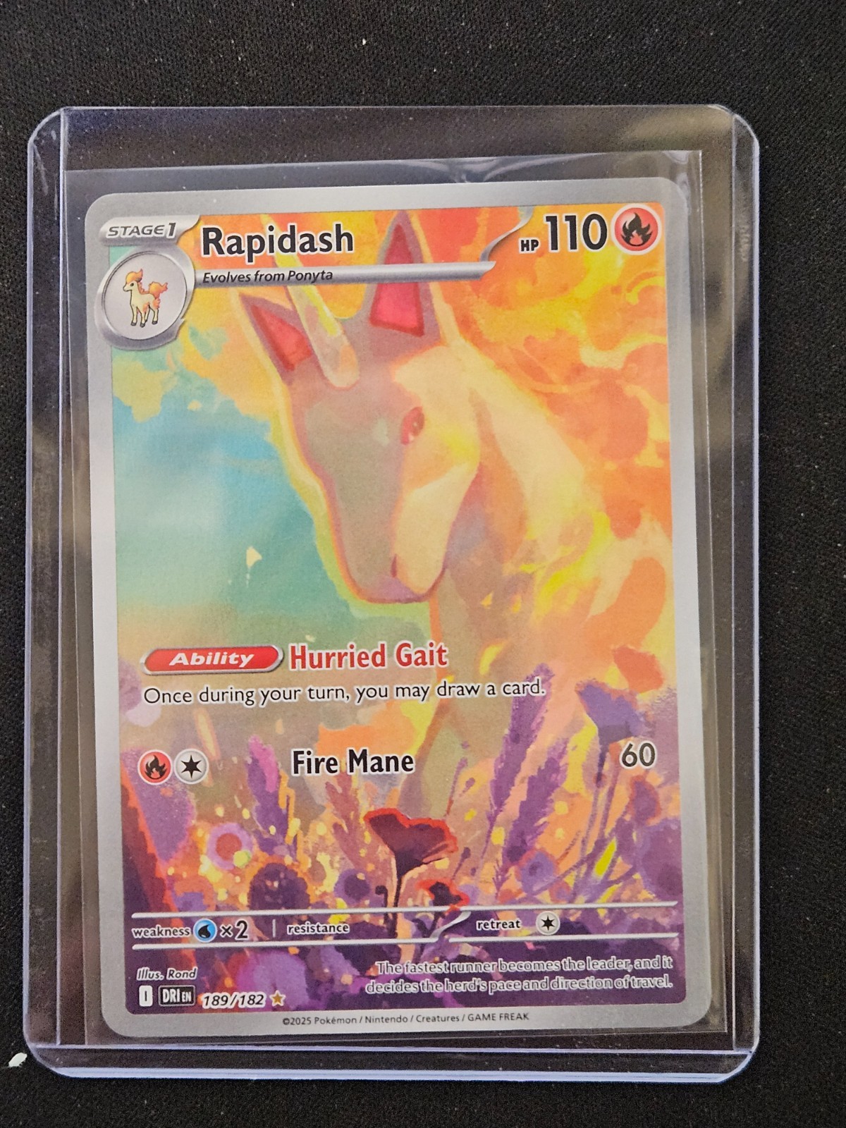 Rapidash 189/182 Holo Shiny Pokemon TCG Card Destined Rivals 2025 NEAR MINT
