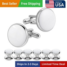 Mens Cufflinks and Tuxedo Studs Set in Gift Box, Easy to Wear, Gifts