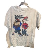 Vintage Looney Tunes 90  s Single Stitch Old School Bugs Bunny Taz Shirt XL