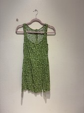 Reformation Women’s Noha Side Slit Floral Mini Dress Size 6 Green Cottagecore