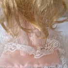 Vintage Praying Porcelain Girl Doll Blonde  Hair Pink Lace, Cross and mat 10" — photo 8