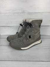 Sorel Boots Youth Girls 4 Whitney Waterproof Gray Warm Fur Fall Winter Boots