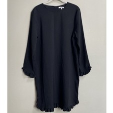 GANNI Black Clark Long Sleeve Ruffle Trim Mini Dress Size 40 / US 8/10 / Medium