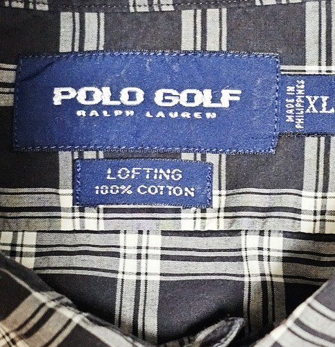Polo Golf Ralph Lauren Oberhemd Herren 100% Baumwolle Langarm schwarz kariert XL - Bild 10 von 12