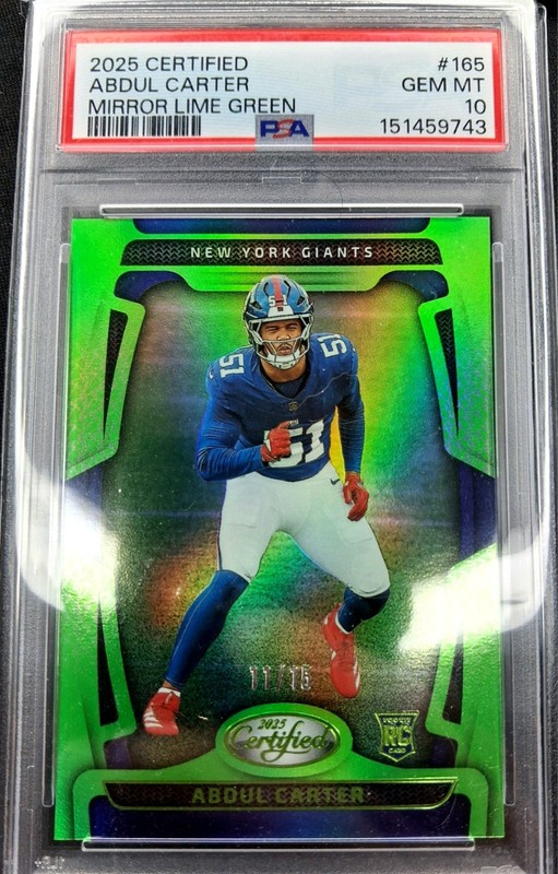 2025 ABDUL CARTER ⭐️/15 LIME GREEN⭐️ *PSA 10 GEM MINT* ROOKIE CERTIFIED 165 (RC)