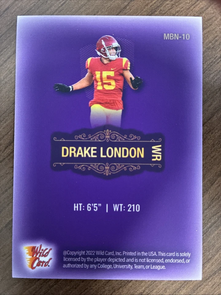 2022 Wild Card Matte National Convention Football Drake London #MBN-10 (RC) /35 - Image 2 of 2