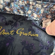 Robert Graham Shirt Mens XL Blue Striped Cotton Flip Cuff