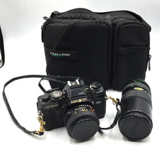 Early Black Minolta X-700 35mm Film SLR Camera with 2 Lens Portable Carry Case
