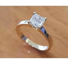 2Ct Princess Cut Real Moissanite Engagement Ring 14K White Gold Plated