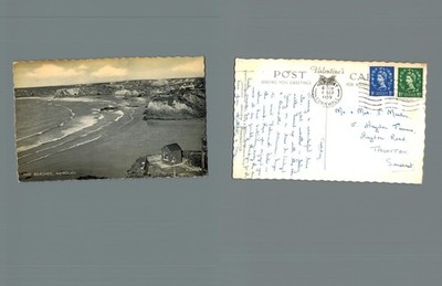 Vintage Postkarte - Die Strände Newquay Cornwall Küste ECHTFOTO VERSCHICKT