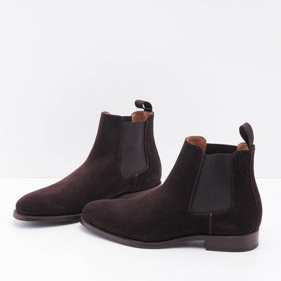 Sandro Herren Dunkelbraun Wildleder Chelsea Boots Größe 43 EU 9 UK 10 US SHACH00840