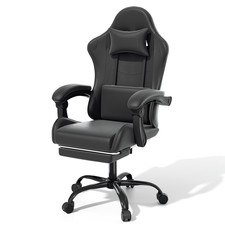 Black Ergonomic Gaming Chair Coumputer Office Swivel Recliner Seat w/ Footrest