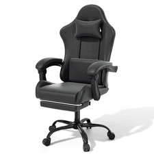 Black Ergonomic Gaming Chair Coumputer Office Swivel Recliner Seat w/ Footrest