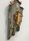COLORED WOODEN HOUSES WALL DECORATION HANDMADE GIFT IDEA