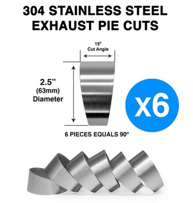 2,5'' 63mm Pie Cut 90 Grad 304 Edelstahl Auspuff Krümmer Bogen