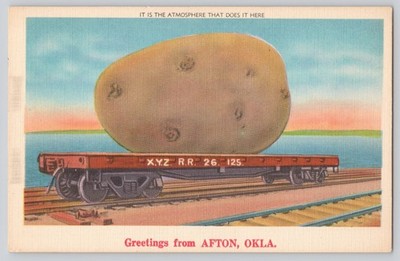 Postcard - Greetings from Afton Oklahoma - Exaggeration Potato