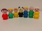 Vintage Fisher Price Little People Lot Of 7 Plastic Head And Body