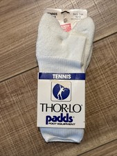 Vintage Thorlo PADDS White Crew Tennis Socks New Size 10-13 Tennis TX-13
