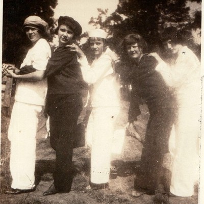 ID'd c1920s Marie Ryan Lillian Simmons Sailor Suit Snapshot Photo Women Friends