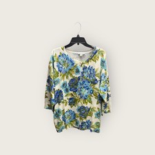 Isaac Mizrahi Live Floral 3/4 Sleeve Cardigan Sweater sz 2X 100 Cotton