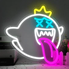King Boo Neon Sign Ghost Led Neon Light with Dimmable switch Gaming Neon Sign...