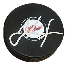 JT COMPHER DETROIT RED WINGS SIGNED AUTOGRAPHED LOGO PUCK COA