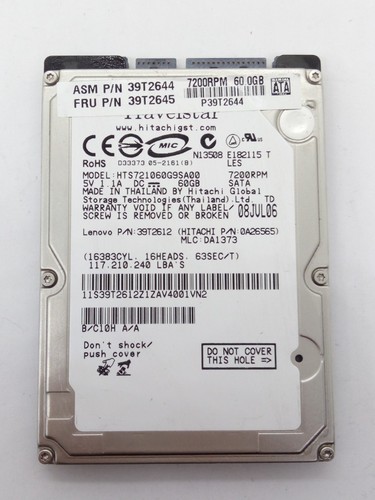 HITACHI *** HTS721060G9SA00*** 60GB SATA HDD Notebook 2,5 Zoll #NFP1743