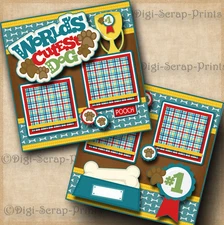 WORLDS CUTEST DOG 2 premade scrapbook pages paper piecing layout DIGISCRAP A0555