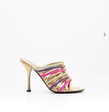 VALENTINO ROCKSTUD STRAPPY SANDAL METALLIC AND MULTICOLOURED LEATHER - BNWT