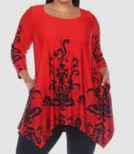 White Mark Womens Red White Yanette Tunic Dress Plus Size 3XL