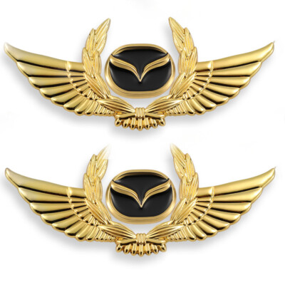 2x Gold Black MAZDA Wing Emblem for Mazda 3 6 9 CX-5 MX-5 CX-7 RX