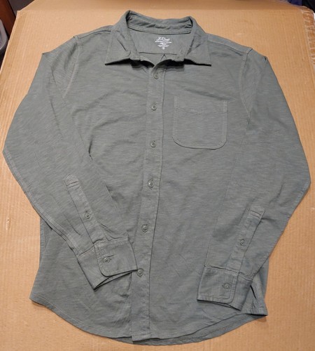 J Crew Men's S Garment Dyed Harbor Shirt Slub Knit Baywood Green Olive AT979 NEW - Picture 3 of 6