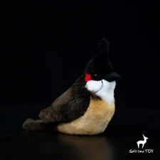 17cm Red-whiskered Bulbul Bird Plush Stuffed Animal Toy Simulation Doll New