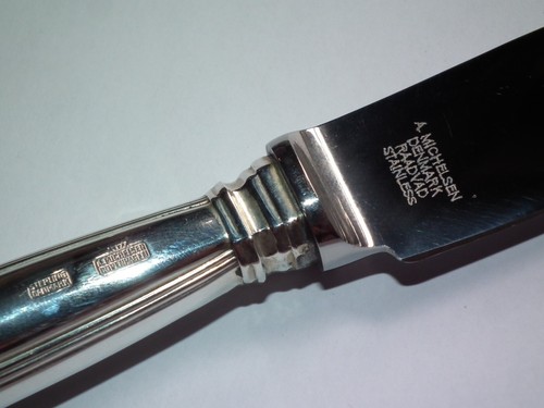 X4 Vintage Luncheon Knifes By A. Michelsen Sterling Silver Rosenborg 7.3” 340g - Picture 7 of 8
