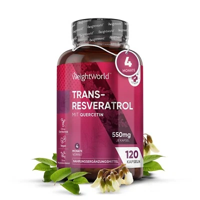 WEIGHTWORLD Resveratrol - Quercetin - 120 Kapseln - 550mg - Antioxidant - gesunder Blutdruck
