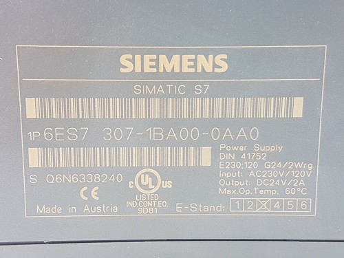 Siemens 6ES7-307-1BA00-0AA0 Simatic Power Supply E-Stand: 03 - Good Used - Picture 5 of 7