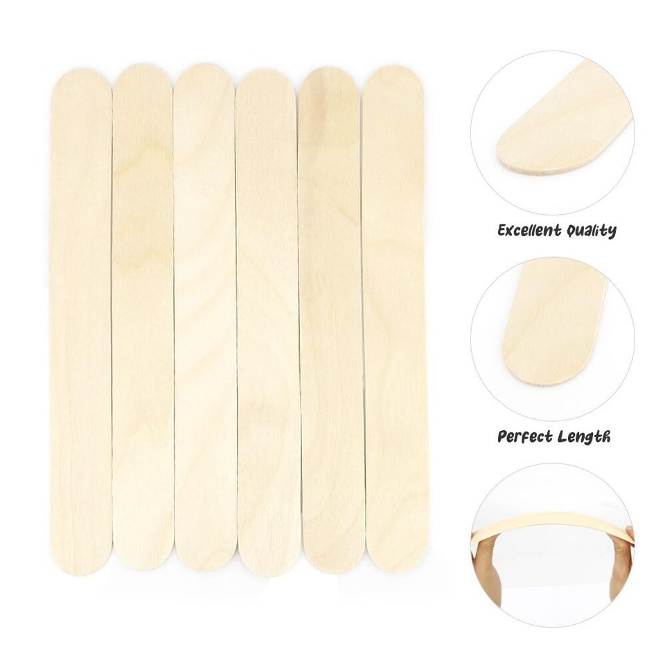 60 Pcs 8” Jumbo Popsicle Sticks for Crafts Large Tongue Depressors Wood