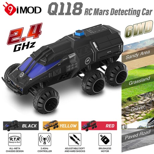 9IMOD Q118 RC Car 6WD 60M Distance Hidden Liftable Turret Mars Detecting Car - Picture 2 of 22