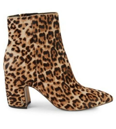 Sam Edelman Hilty Pointed Toe Leopard Calf Hair Ankle Bootie Boots Size 6.5 - Picture 8 of 11