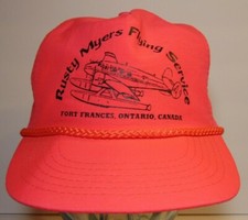 Vintage 1990s RUSTY MYERS FLYING FORT FRANCES ONTARIO CAN PINK NEON SNAPBACK HAT
