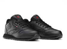 REEBOK Classic Leather Shoes - Grade School BIG KID'S Black 50148 RUNNING SHOE