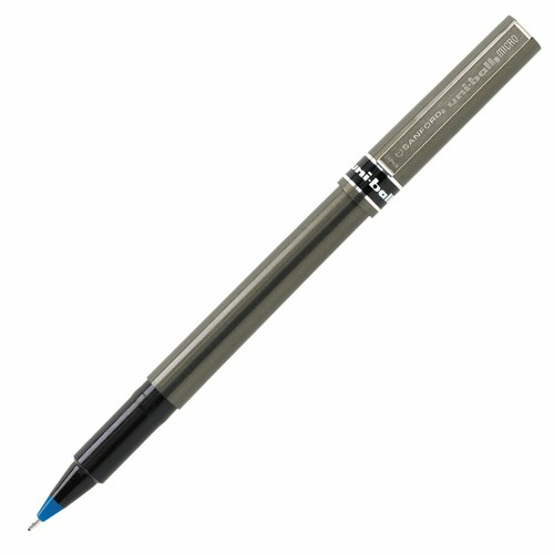 60027 uni-ball Deluxe Stick Roller Ball Pen, Micro Point, Blue Ink, Box of 12 - Picture 3 of 3