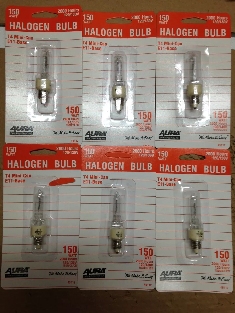 6 T4 Mini can Halogen bulb E11 150 Watt T4 6 lamps