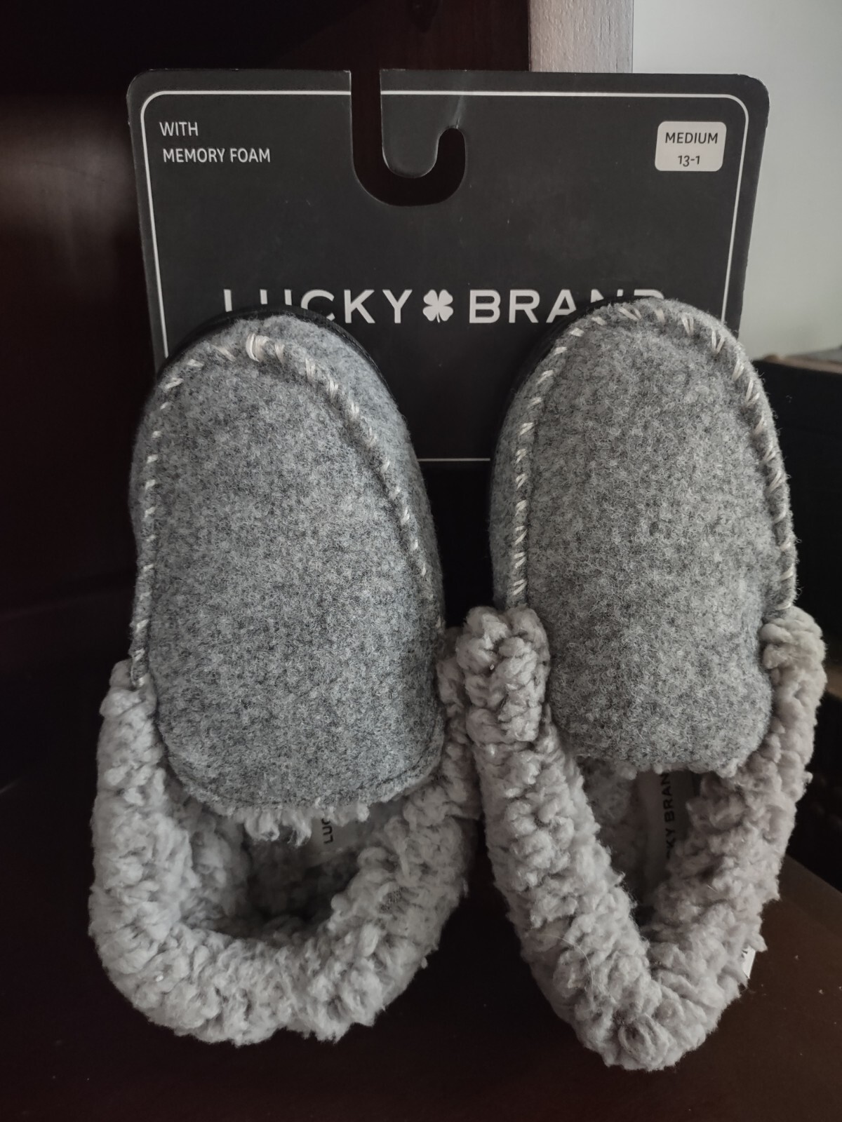 SAOLA Pantofole da casa in memory foam con suola in gomma grigio medio Lucky Brand da ragazzo taglia 13 1