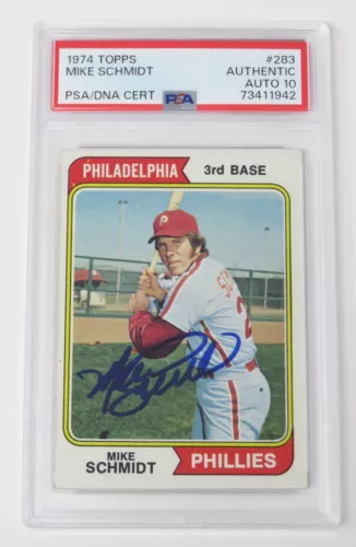 Mike Schmidt PHILLIES HOF Signed Autograph 1974 Topps Card 283 PSA 10 Auto