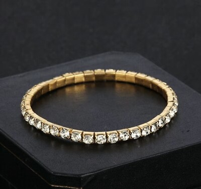 Armband Gold einreihig mit klaren Kristallen