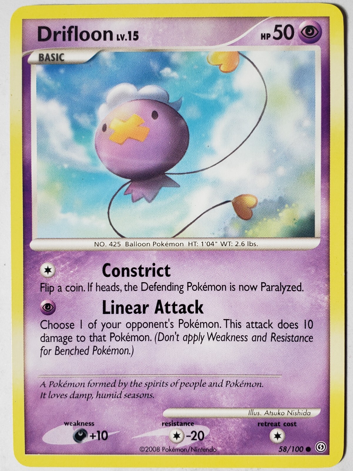 Drifloon 58/100 - Stormfront Pokemon Card - Atsuko Nishida Art