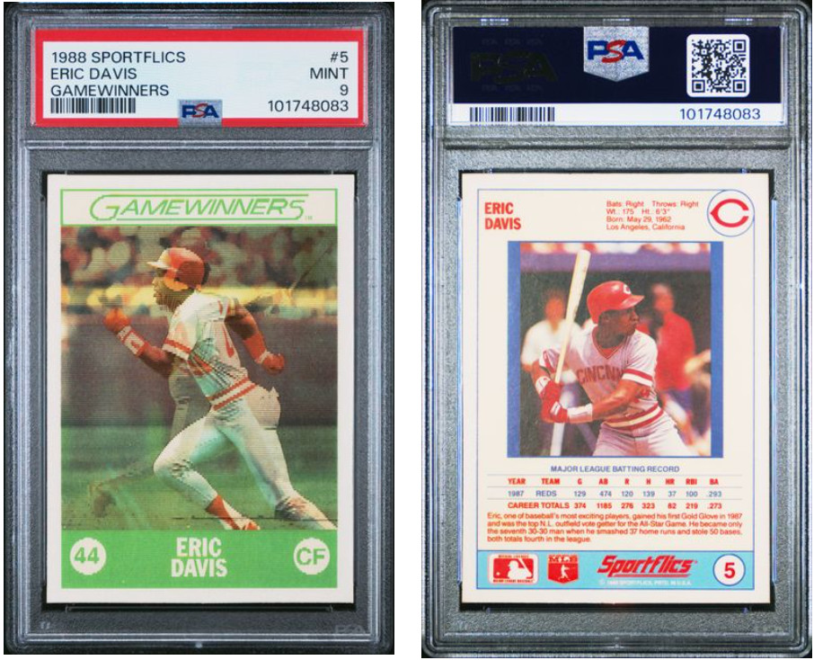 1988 Sportflics Game Winners Eric Davis  #5 PSA 9 LOW POP of 1 101748083 no 10's